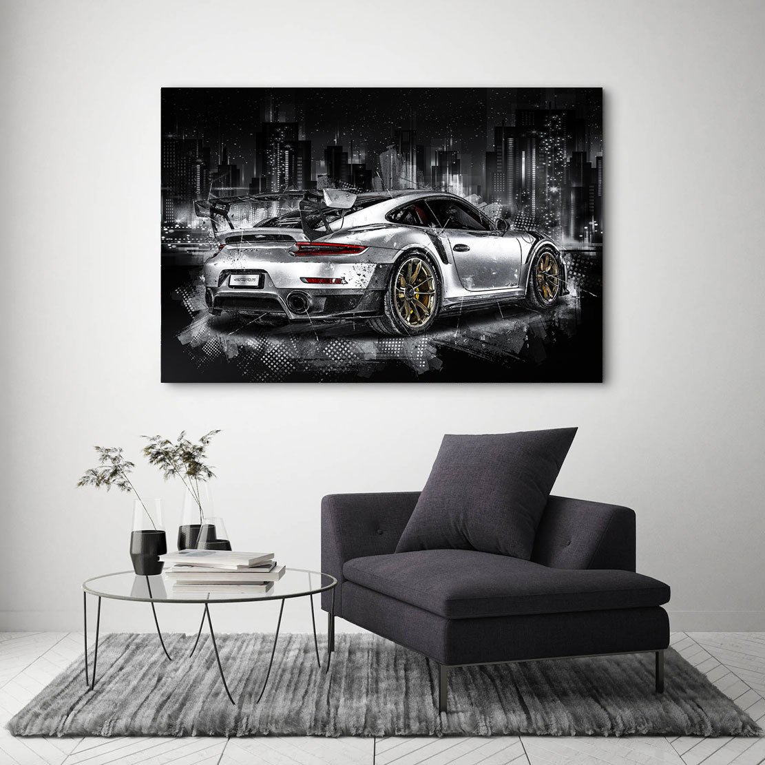 Auto Wandbild Leinwandbild Porsche GT2 RS Abstrakt