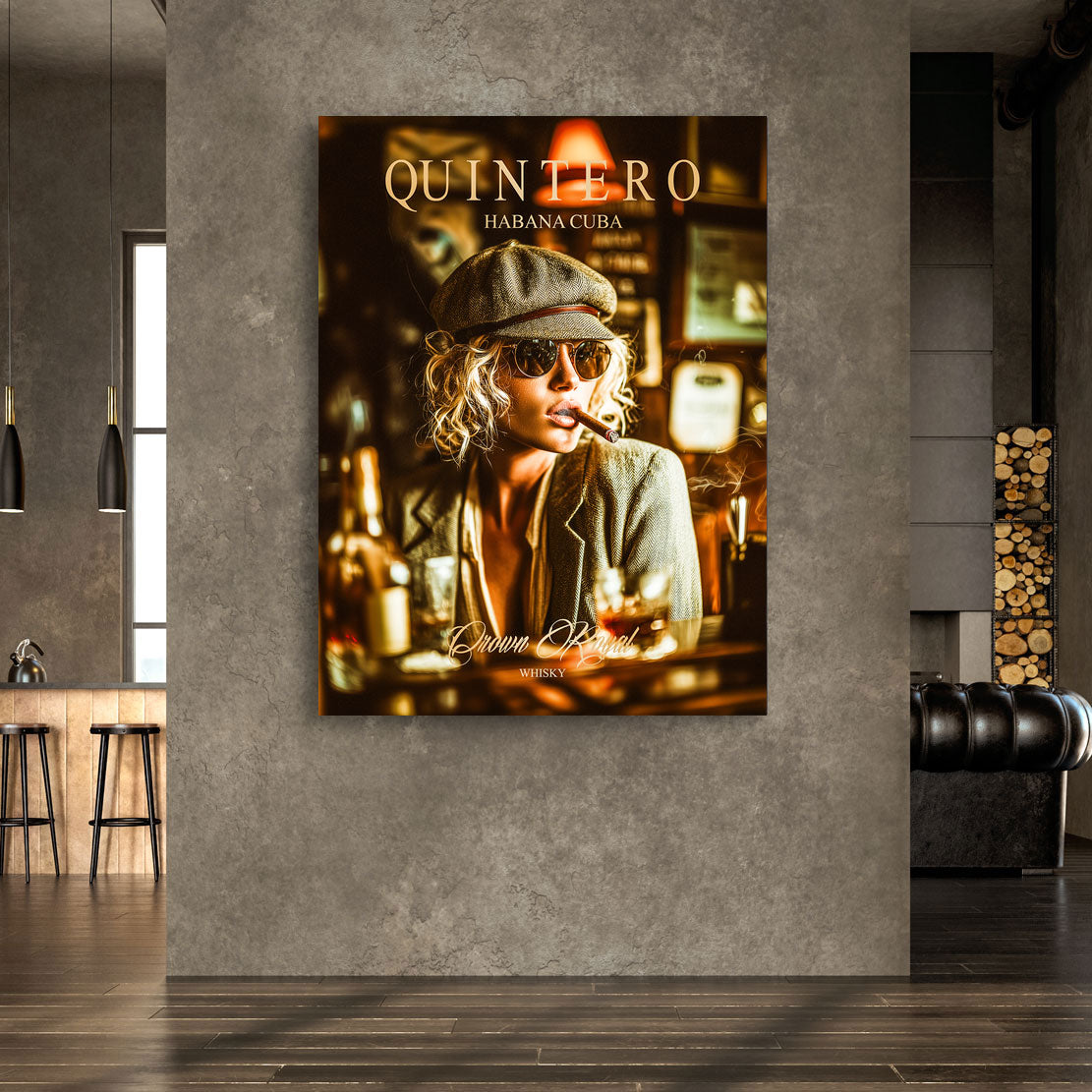 Cuban Cigar Lounge Elegance Woman Wandbild