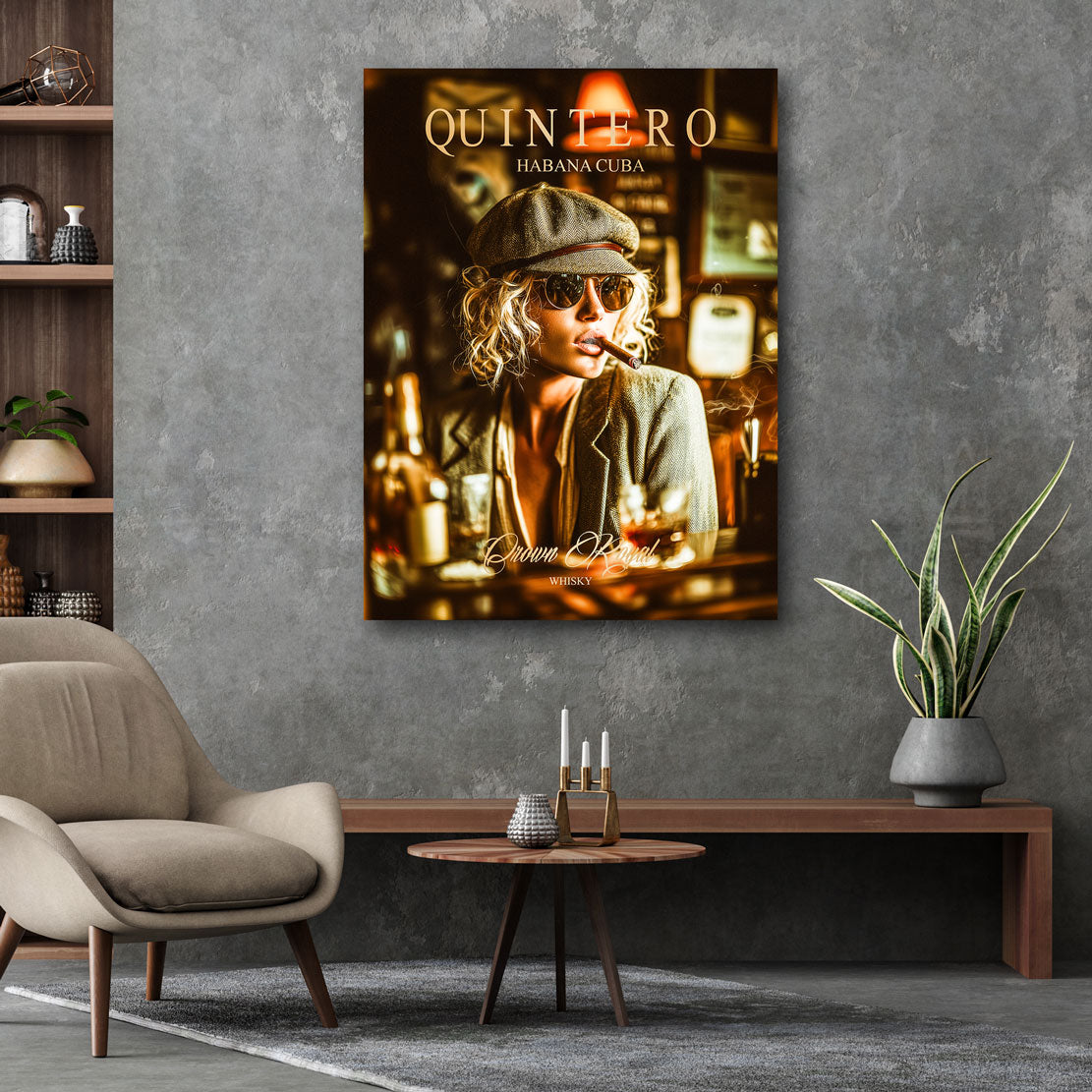 Cuban Cigar Lounge Elegance Woman Wandbild
