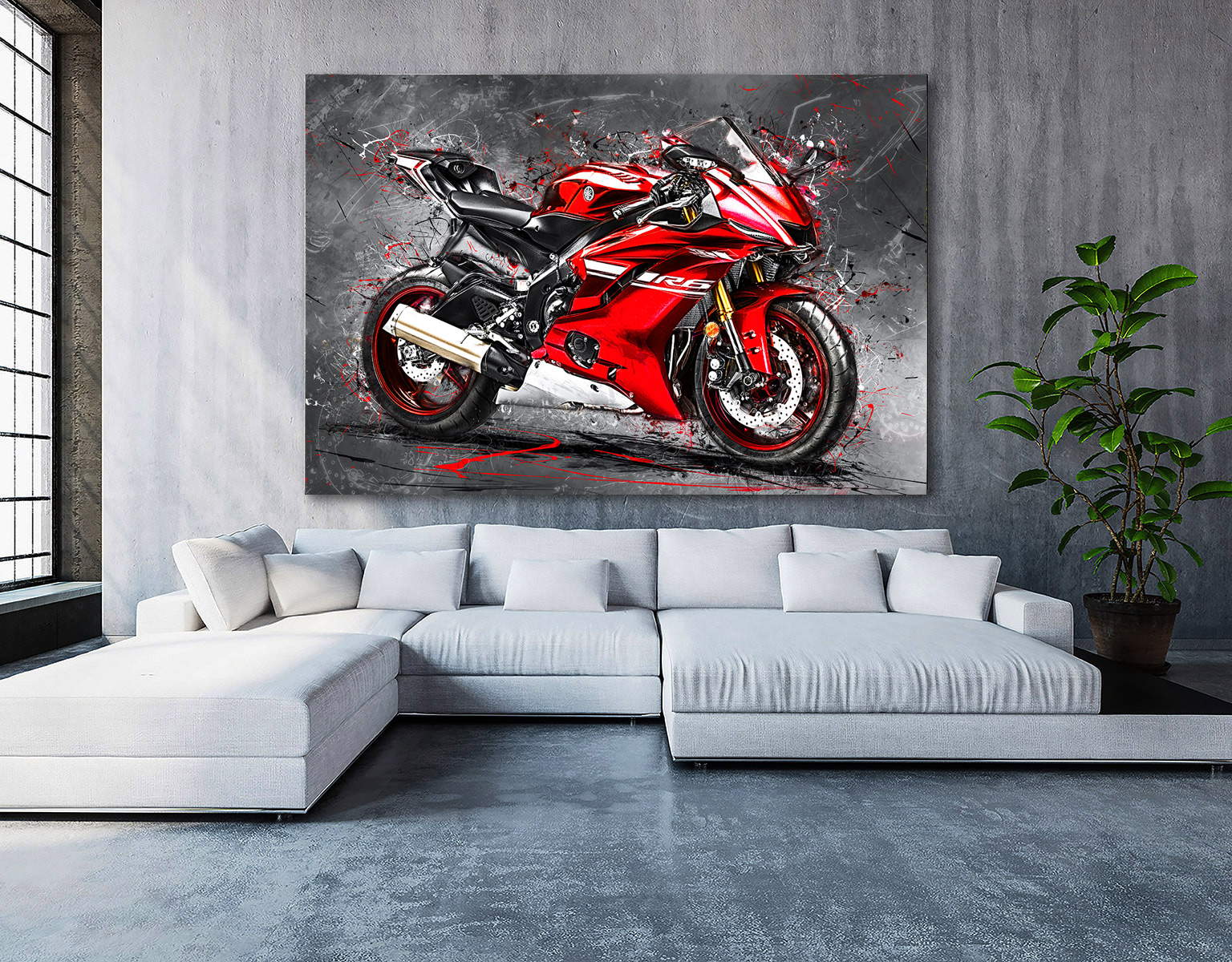 Wandbild Yamaha R6 Abstrakt Rot