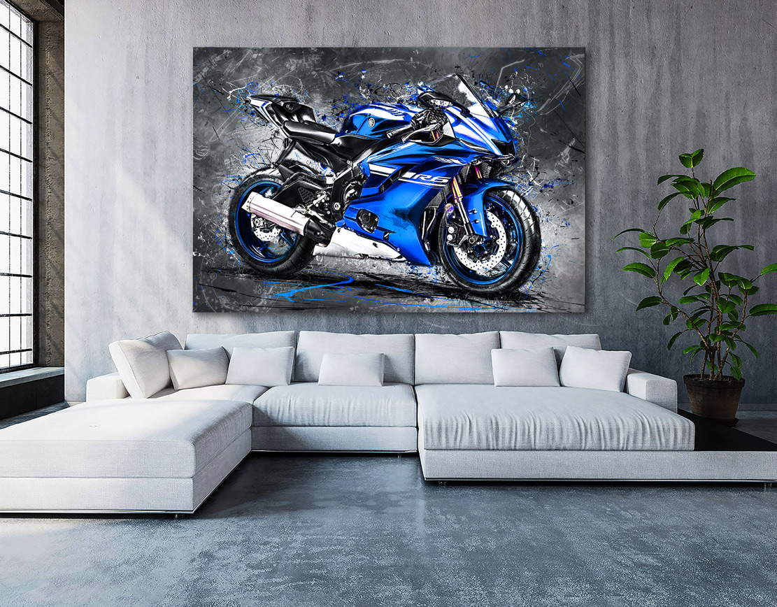 Wandbild Yamaha R6 Abstrakt blau
