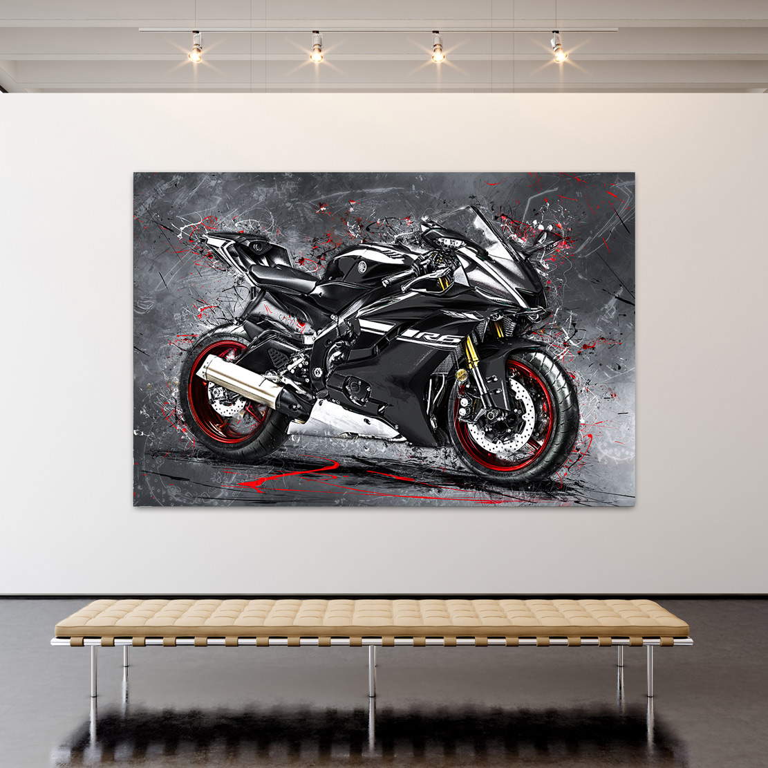Wandbild Leinwandbild Yamaha R6 Abstrakt