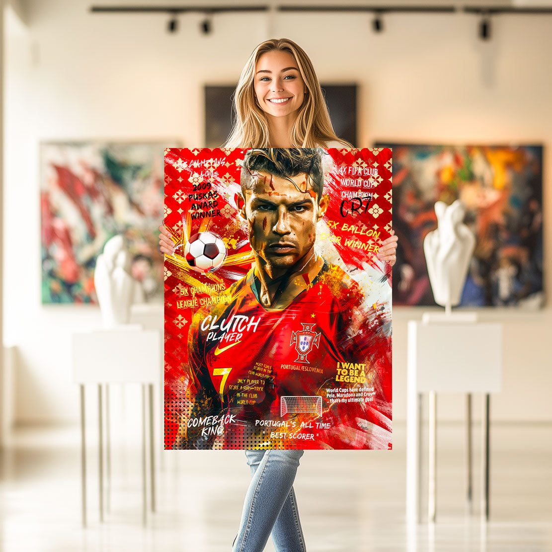 CR7 Pop Art Fussball Wandbild
