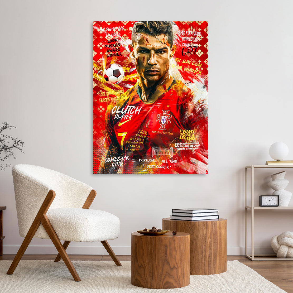 CR7 Pop Art Fussball Wandbild