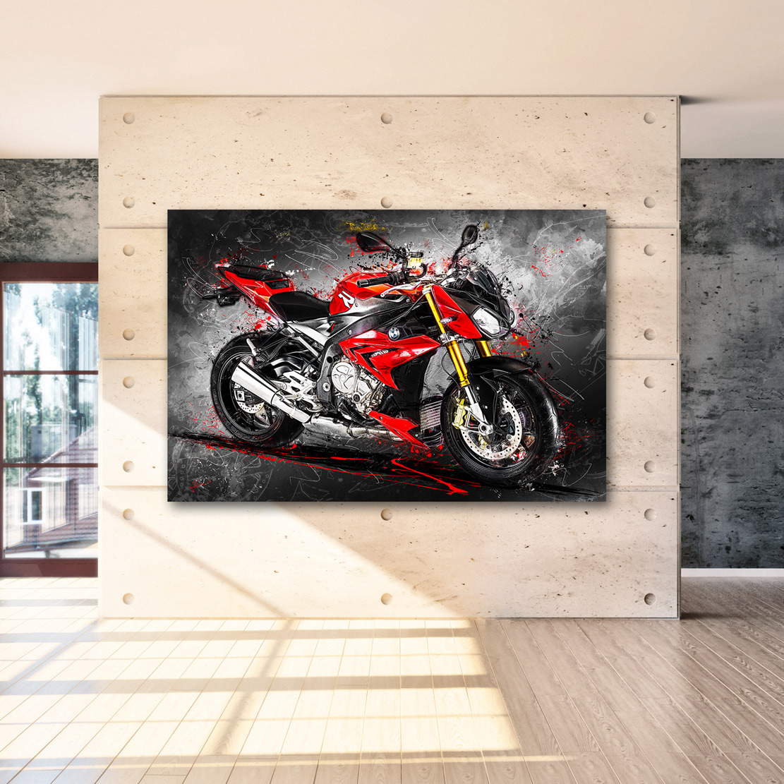 Wandbild Leinwandbild BMW S1000R Abstrakt Style Motorradbild