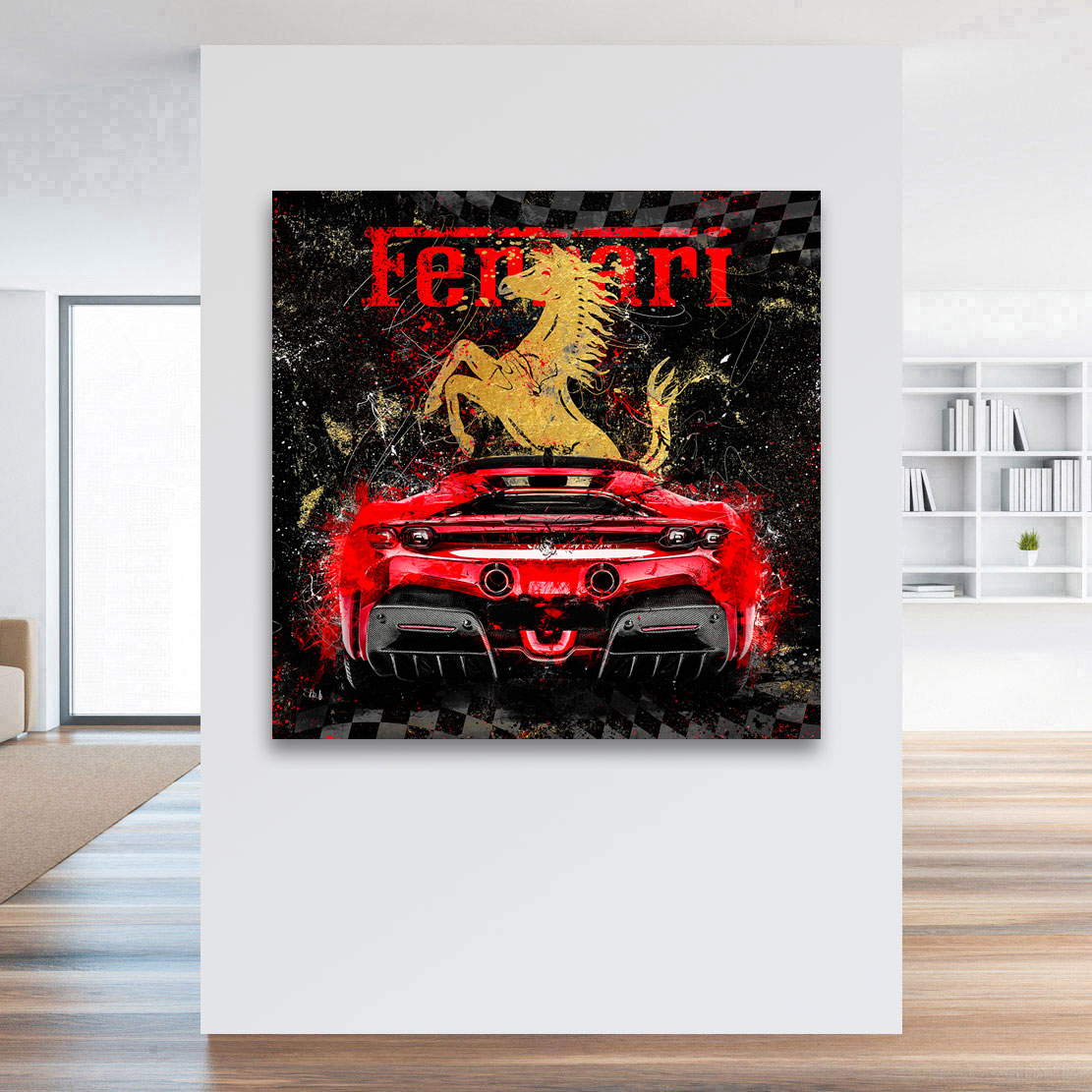 Auto Leinwandbild Ferrari SF90 Abstrakt