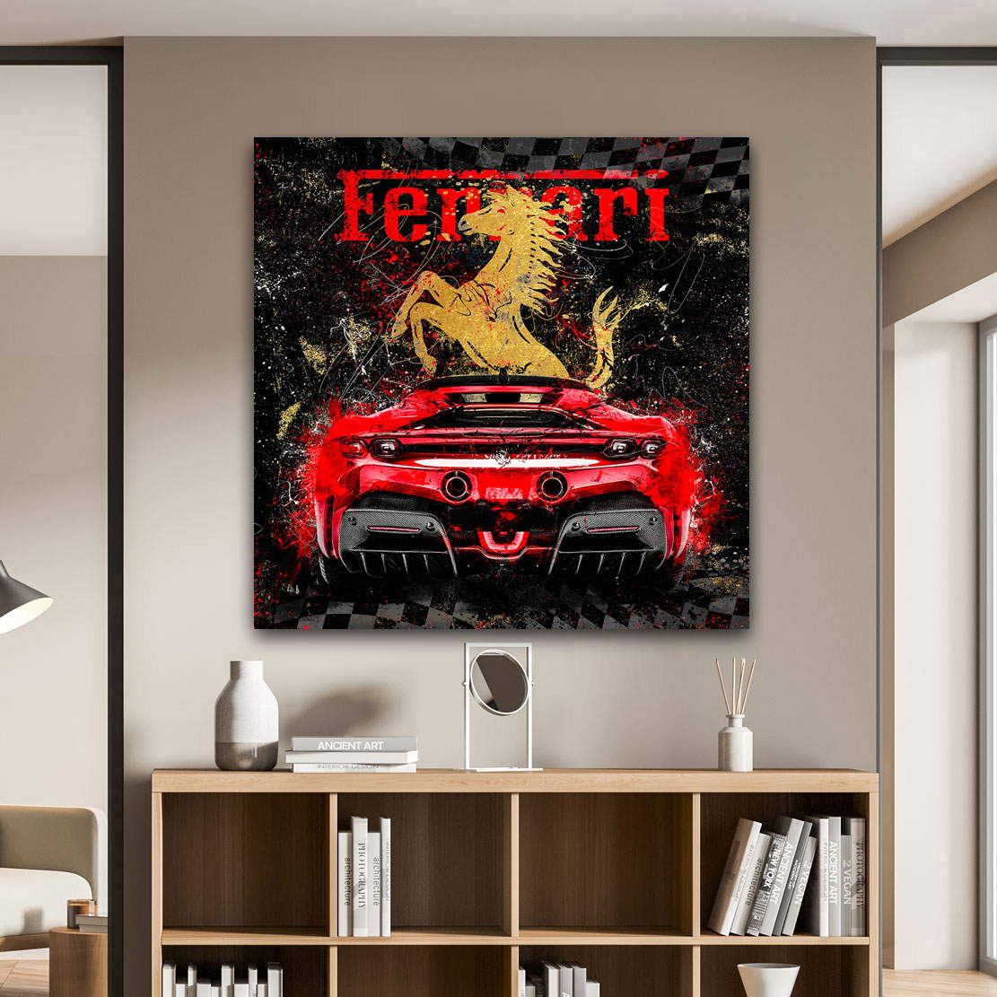 Auto Leinwandbild Ferrari SF90 Abstrakt