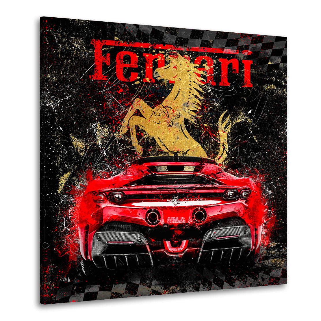 Auto Leinwandbild Ferrari SF90 Abstrakt