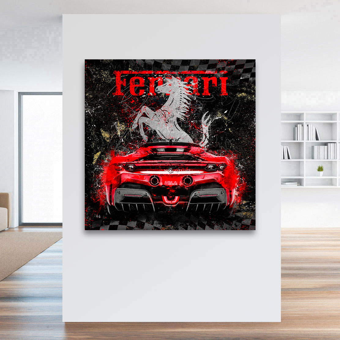 Auto Leinwandbild Ferrari SF90 Abstrakt Silver