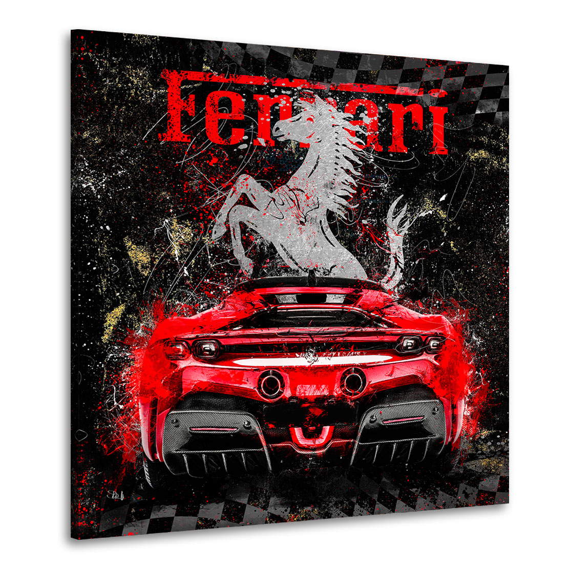 Auto Leinwandbild Ferrari SF90 Abstrakt Silver