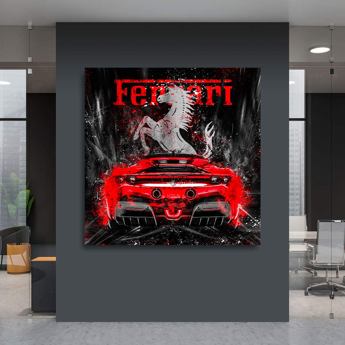 Auto Leinwandbild Ferrari SF90 Abstrakt Style