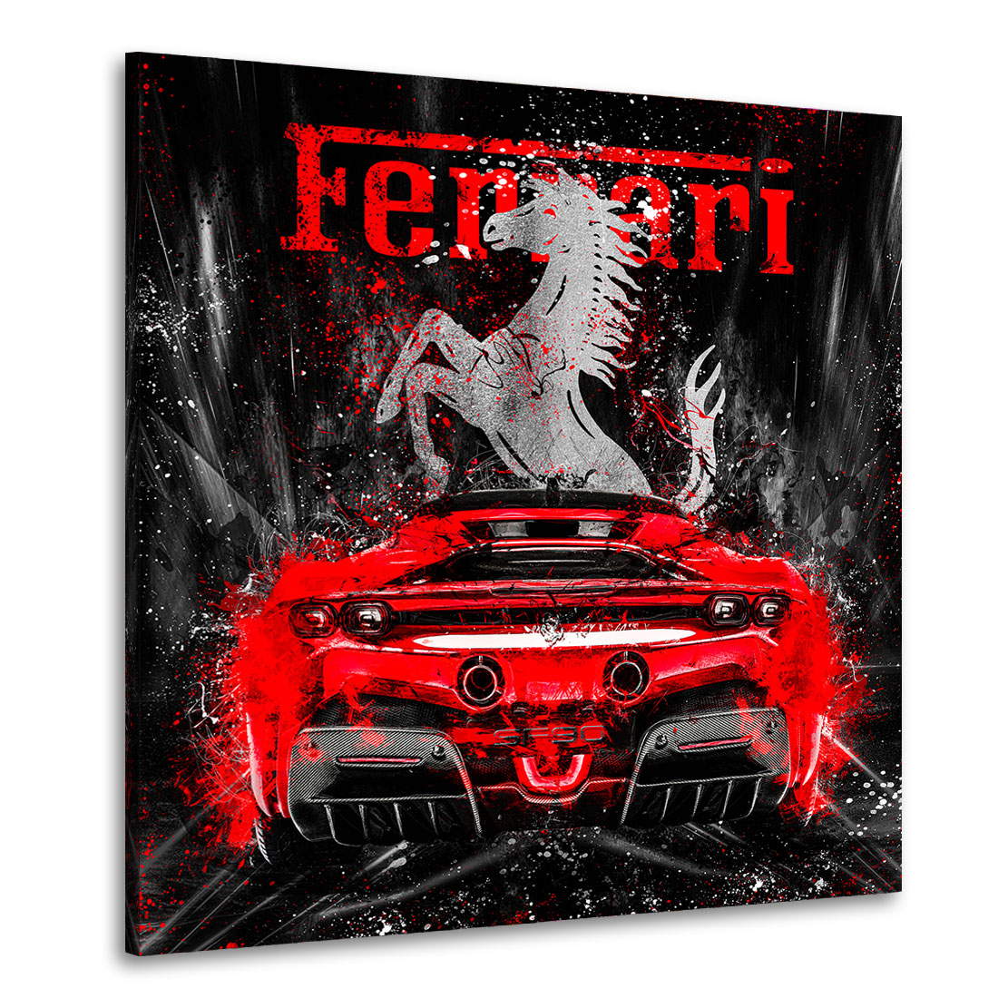 Auto Leinwandbild Ferrari SF90 Abstrakt Style