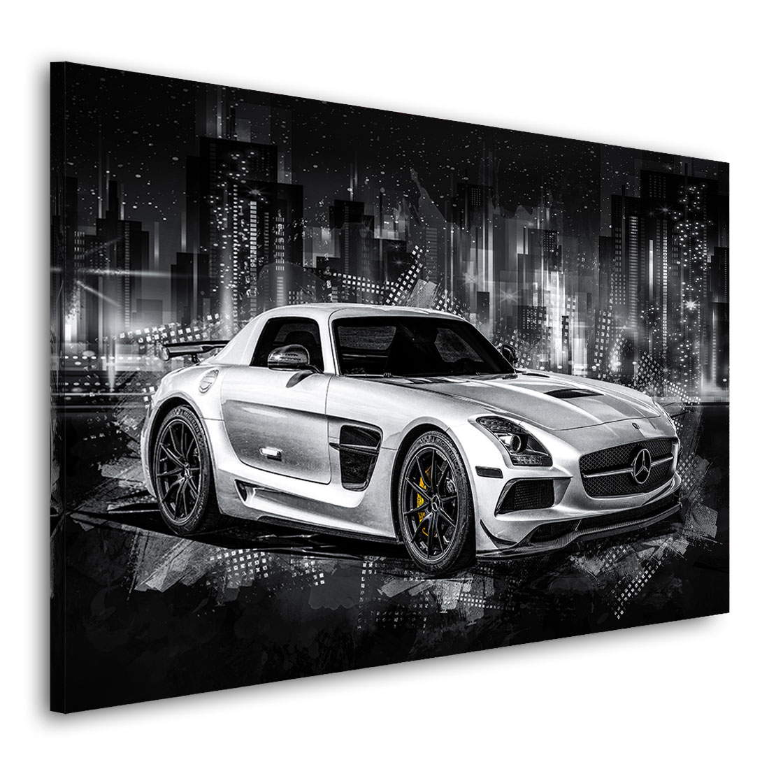 Auto Leinwandbild Mercedes SLS AMG City