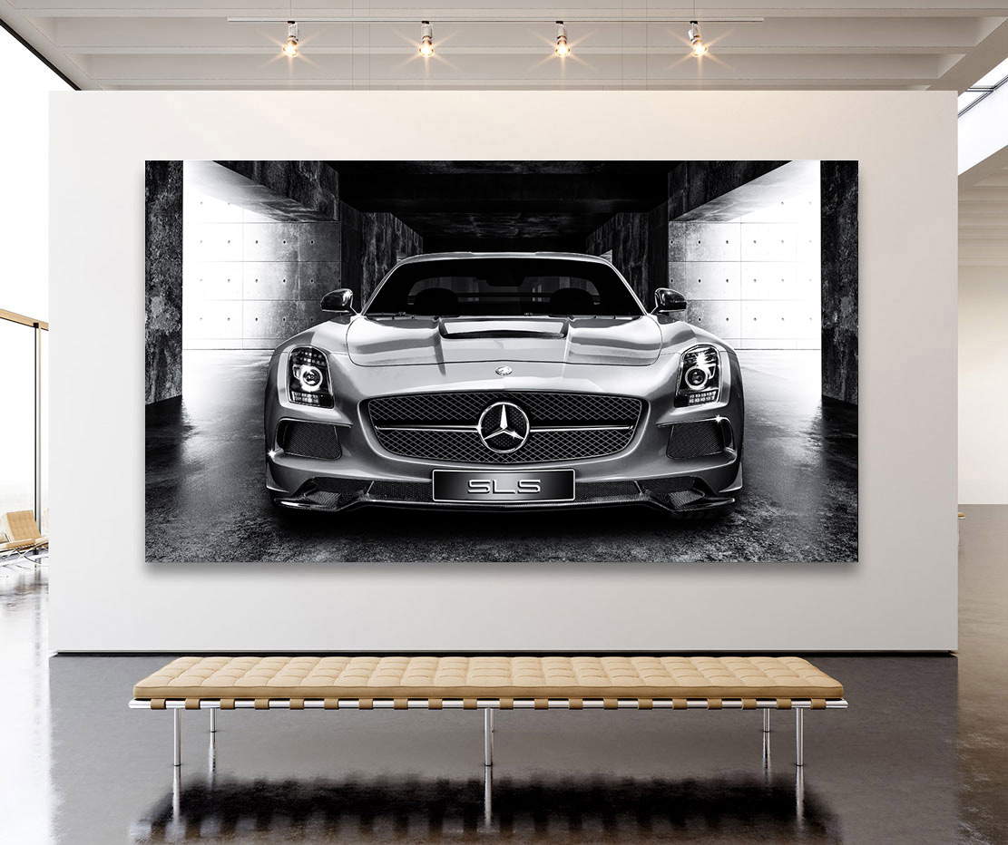 Wandbild Mercedes SLS AMG Black and White