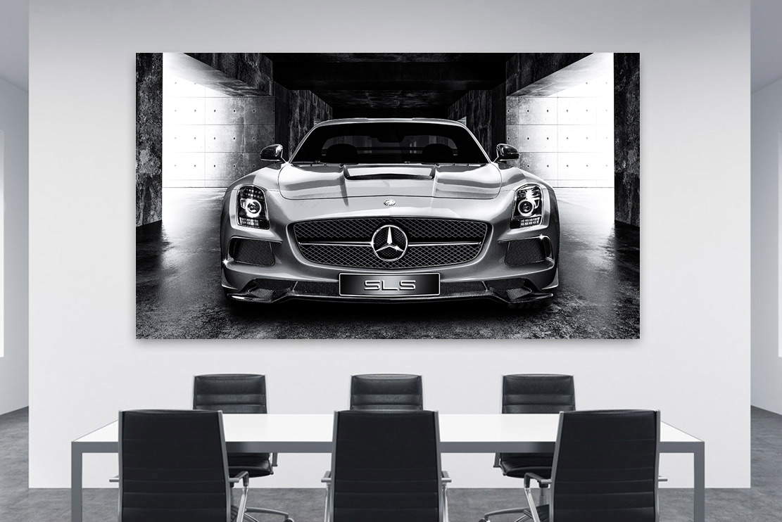 Wandbild Mercedes SLS AMG Black and White