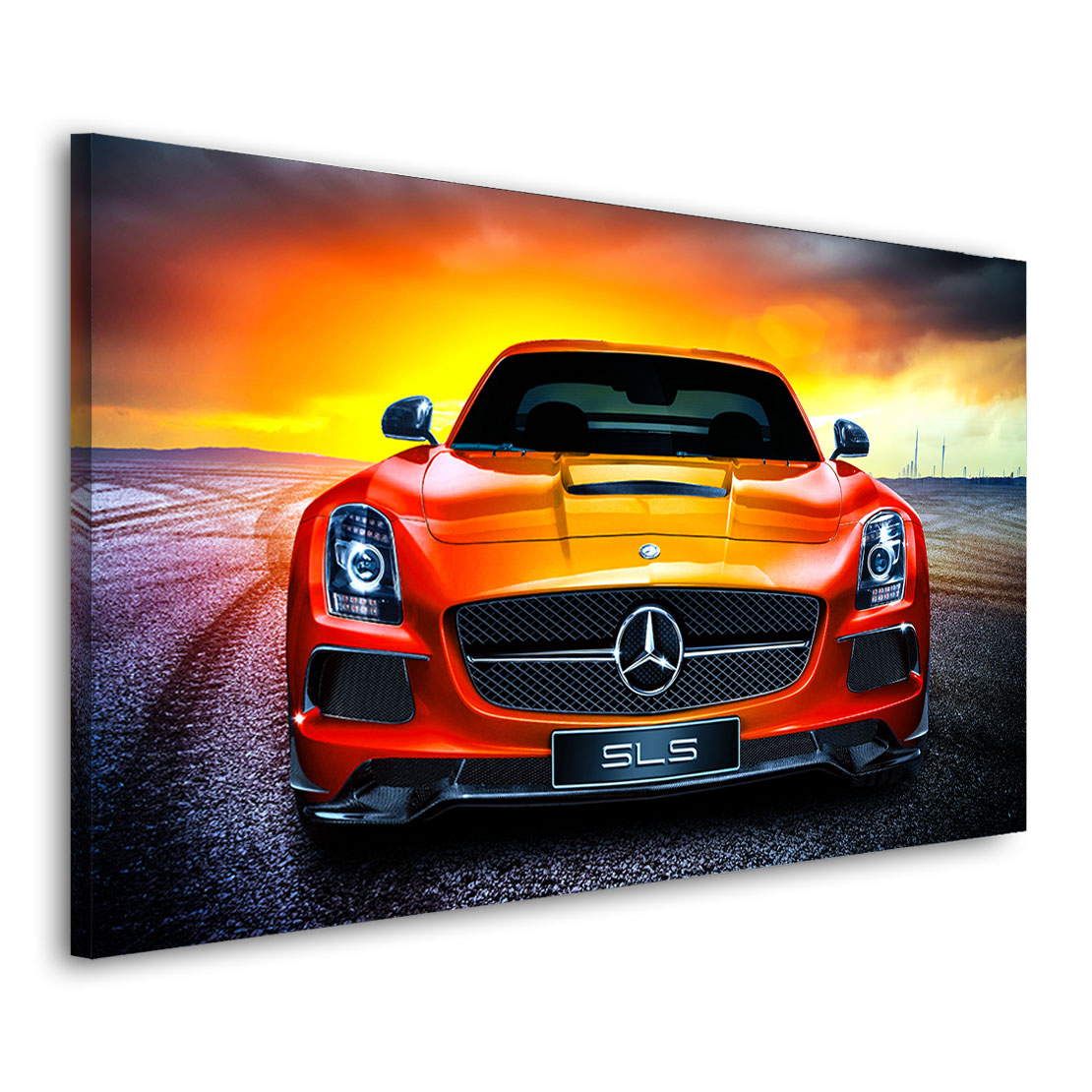 Auto Leinwandbild Mercedes SLS AMG Sunset
