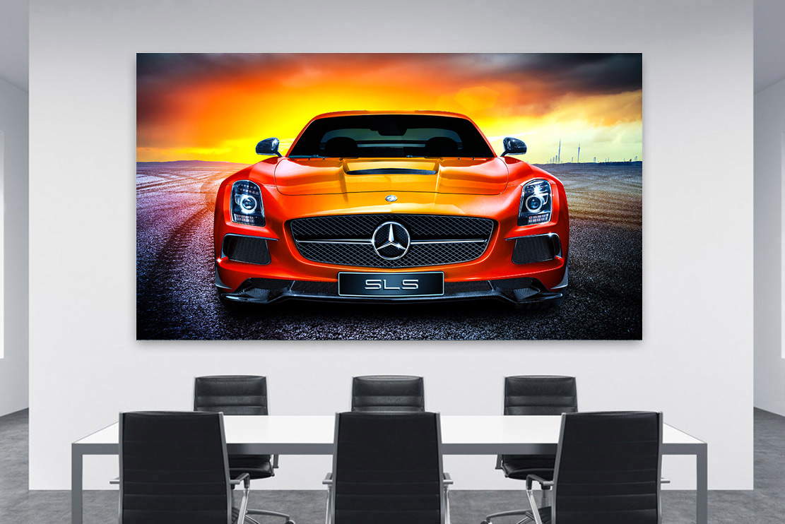 Auto Leinwandbild Mercedes SLS AMG Sunset