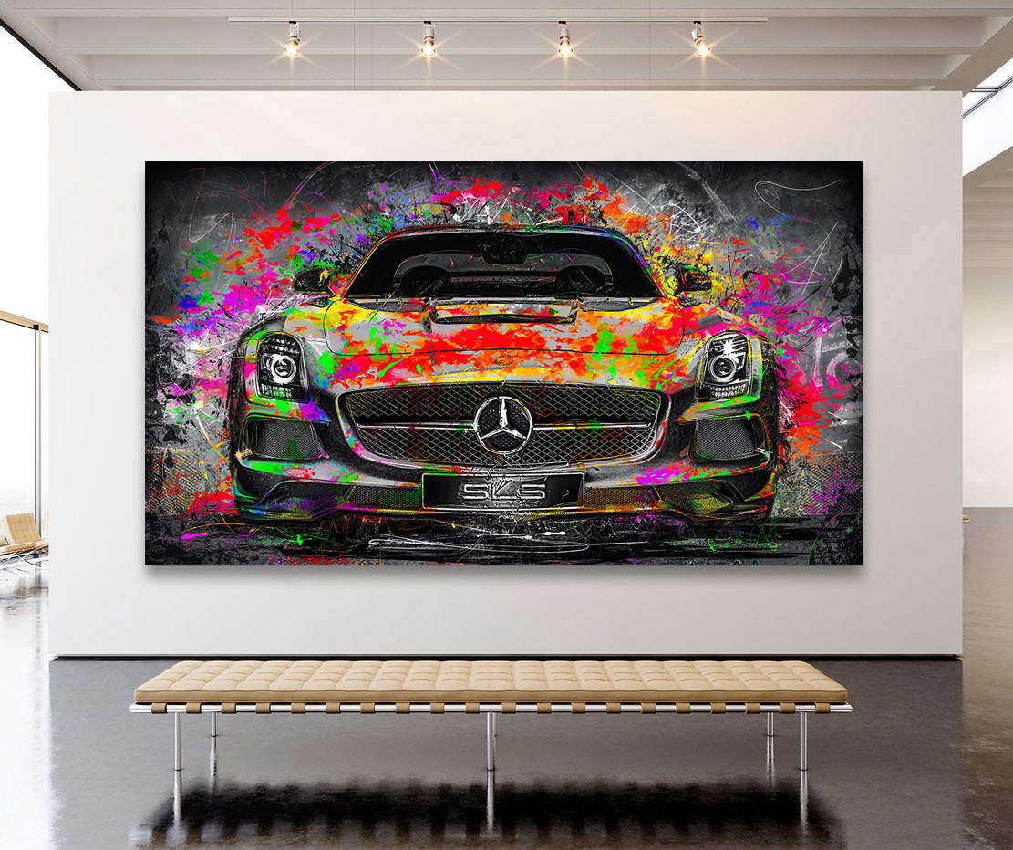 Auto Leinwandbild Mercedes SLS AMG Pop Art
