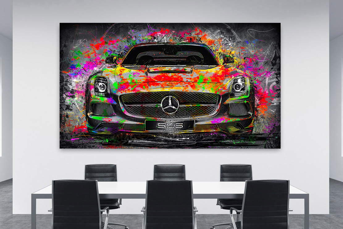 Auto Leinwandbild Mercedes SLS AMG Pop Art
