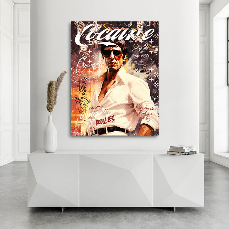 Pop Art Wandbild Scarface Cocaine