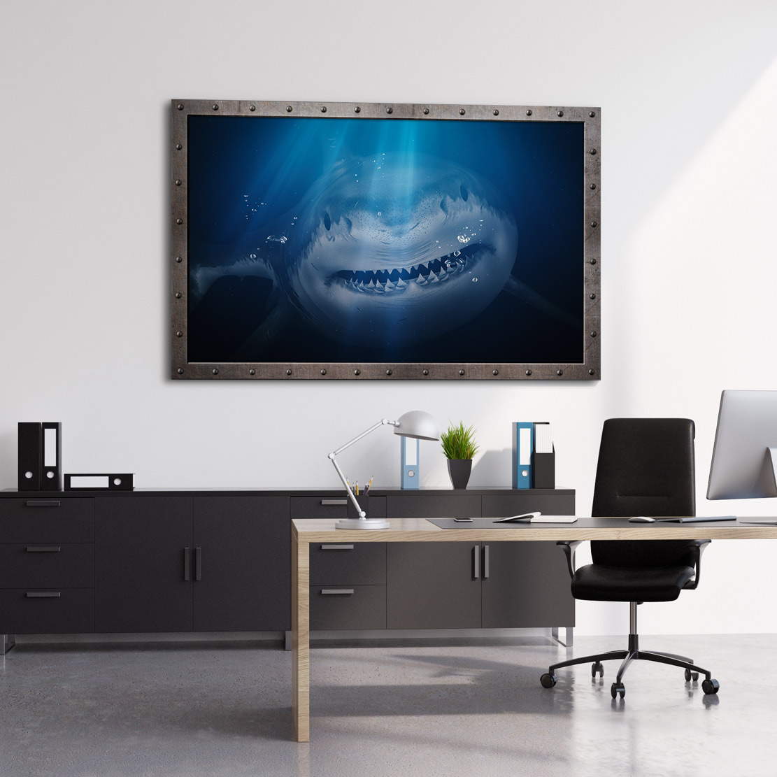 Wandbild Hai Deep Blue