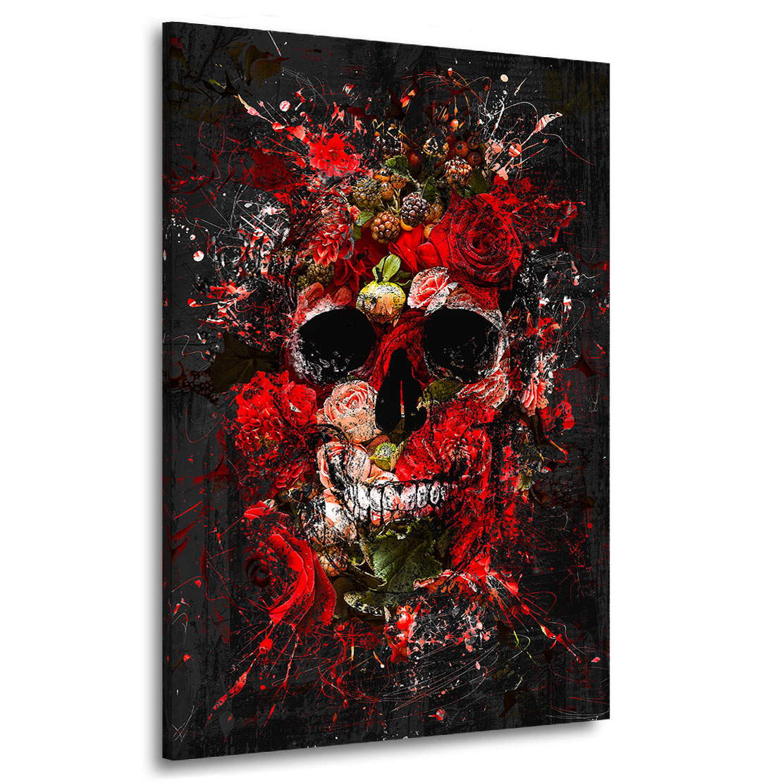 Leinwandbild Totenkopf Red Rose