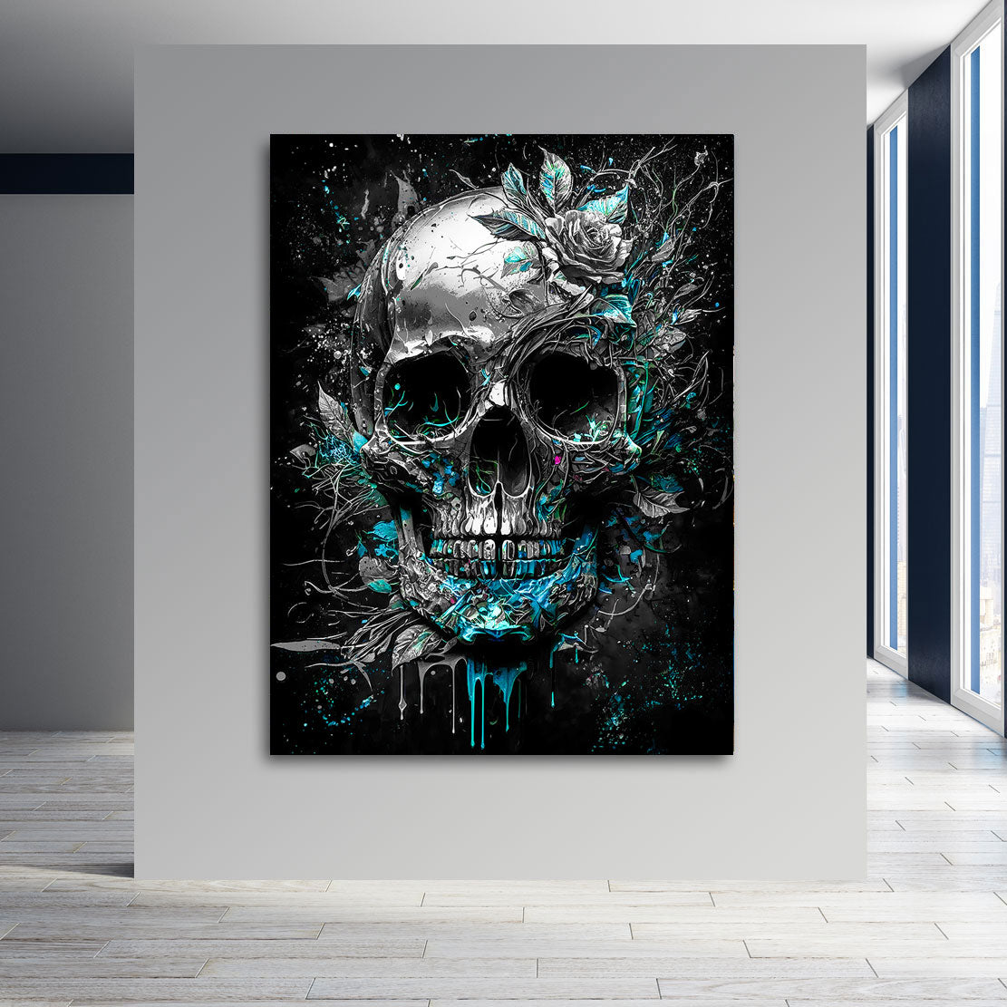 Leinwandbild Totenkopf Silver Style