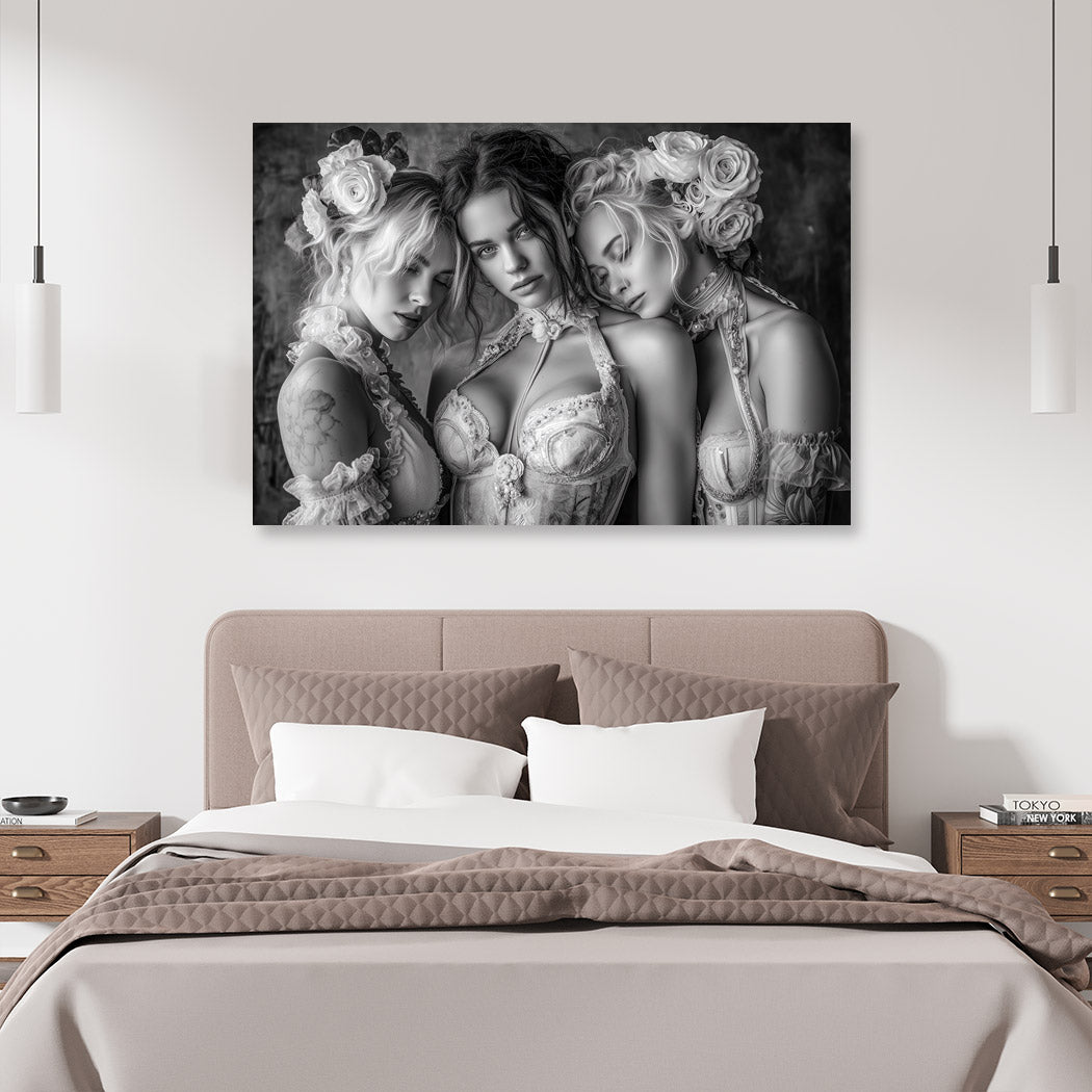 Whispers of Lace and Roses Schwarz weiss Wandbild
