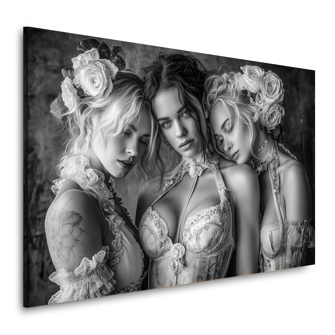 Whispers of Lace and Roses Schwarz weiss Wandbild