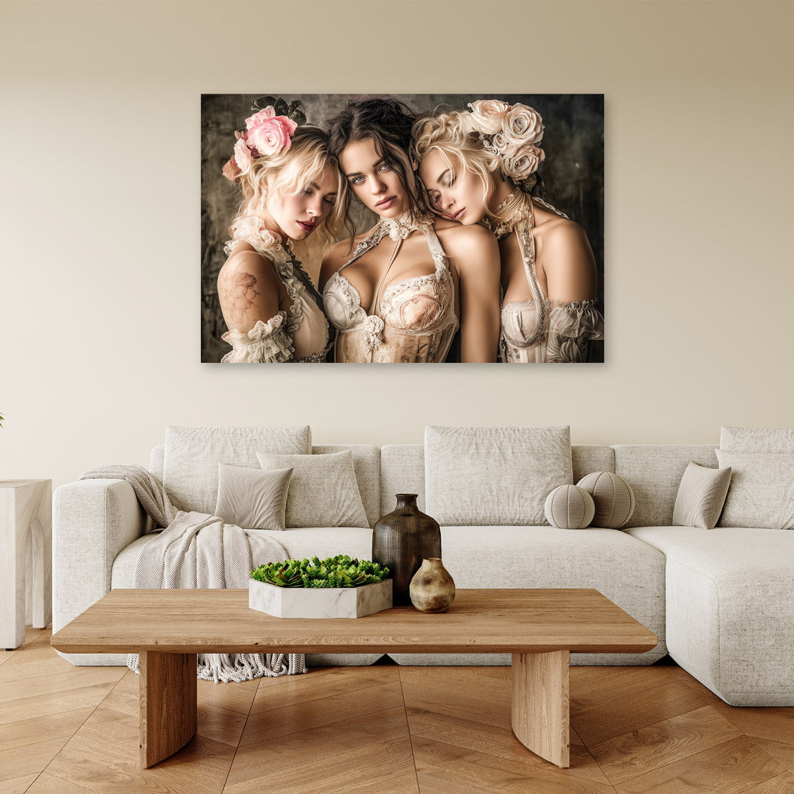 Whispers of Lace and Roses Wandbild