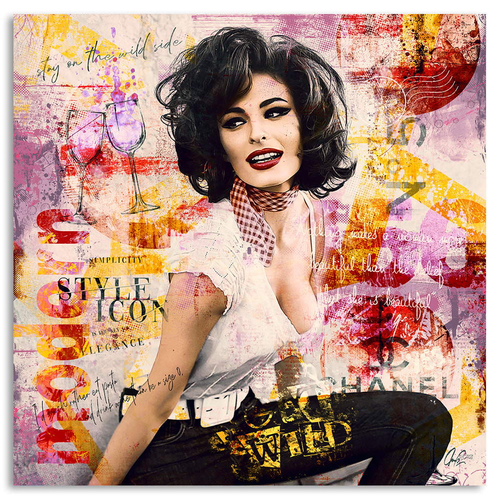 Wandbild Leinwandbild Sophia Loren Pink Style
