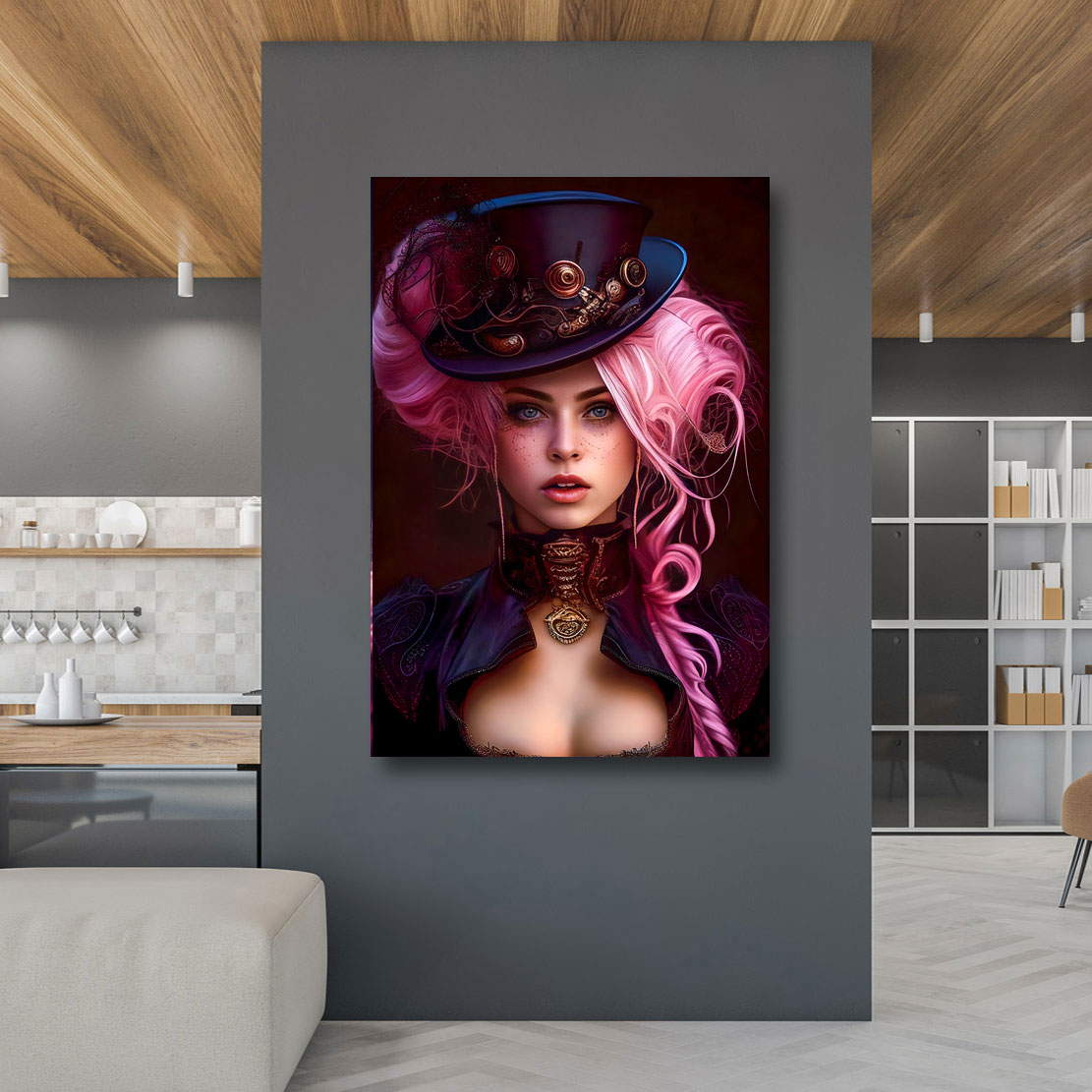 Leinwandbild Steampunk Pink Hair