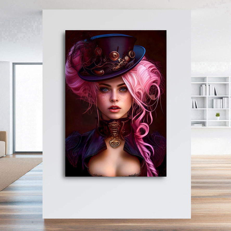 Leinwandbild Steampunk Pink Hair