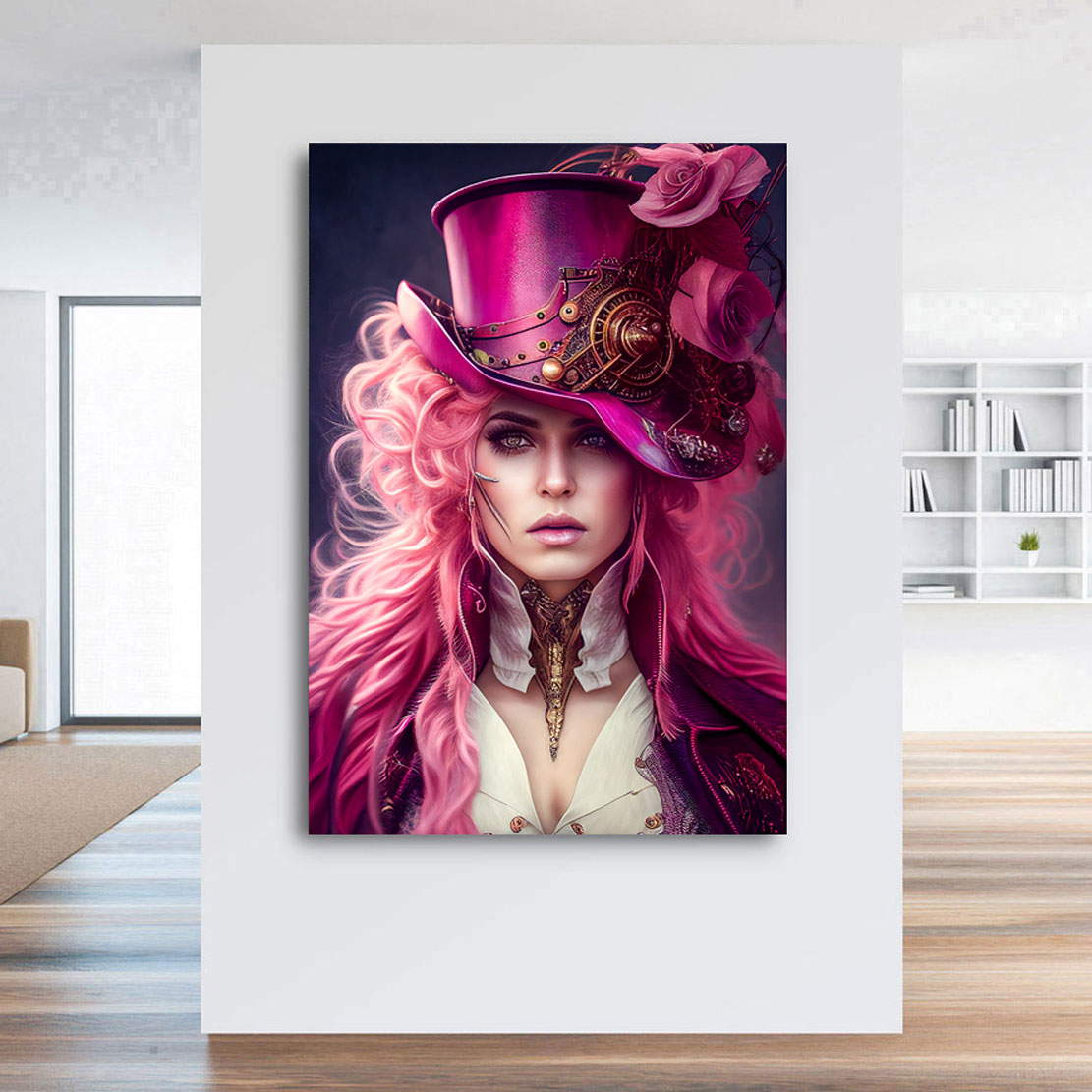 Leinwandbild Steampunk Pink Hair Modern