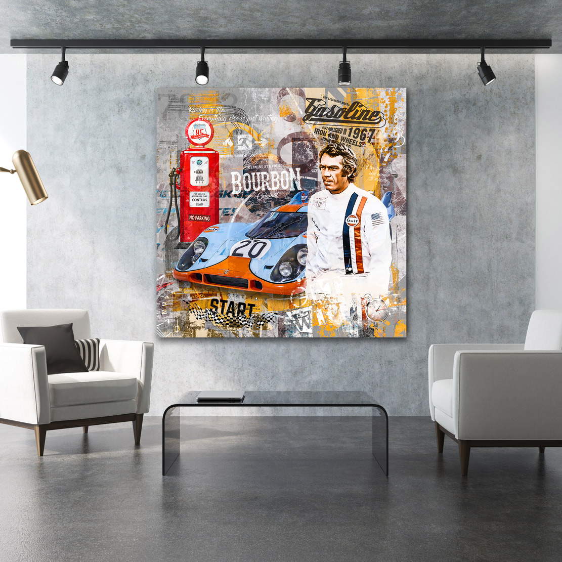 Leinwandbild Steve McQueen Porsche Retro Pop Art