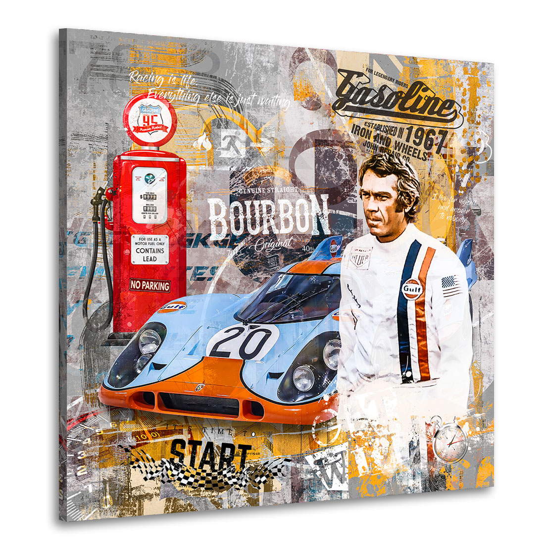 Leinwandbild Steve McQueen Porsche Retro Pop Art