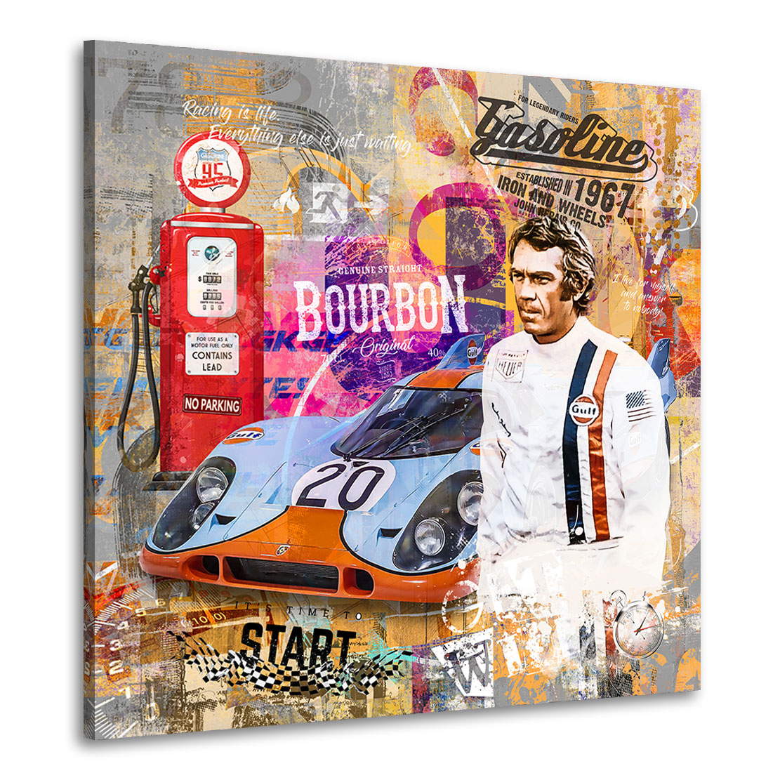Leinwandbild Steve McQueen Racing Pop Art