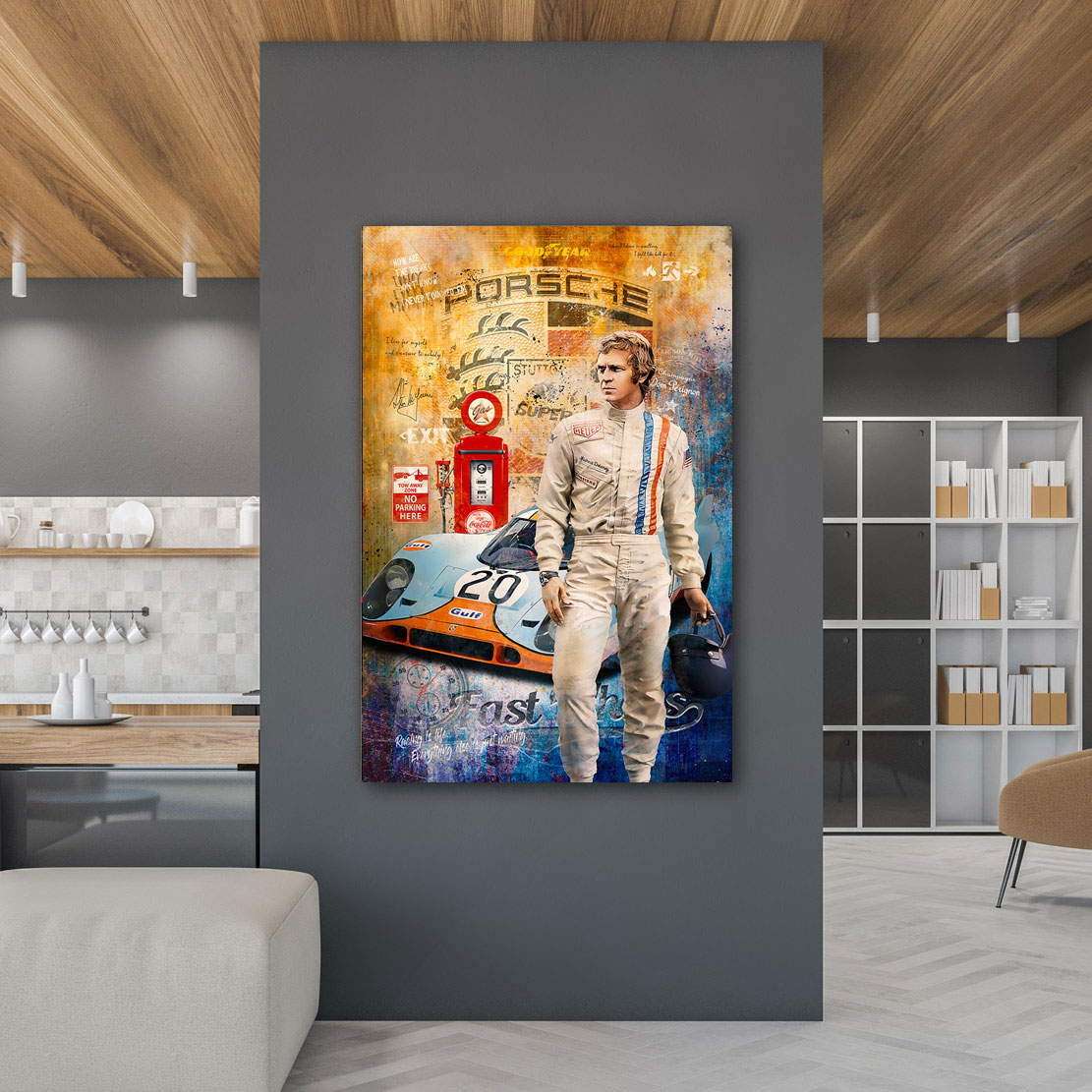 Leinwandbild Steve McQueen Porsche Pop Art