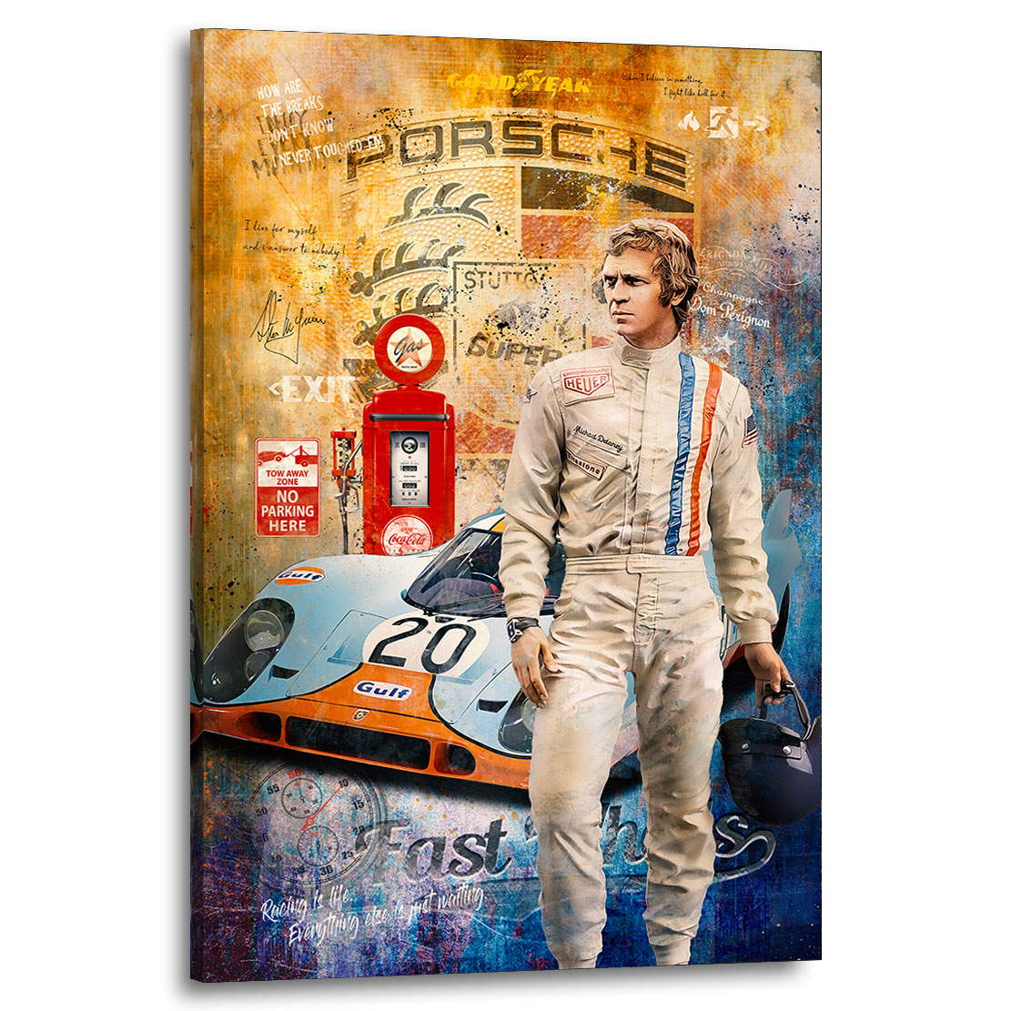 Leinwandbild Steve McQueen Porsche Pop Art