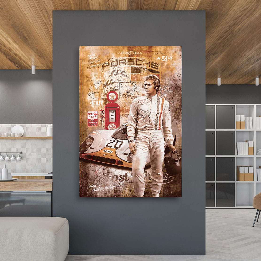 Leinwandbild Steve McQueen Porsche Pop Art Vintage