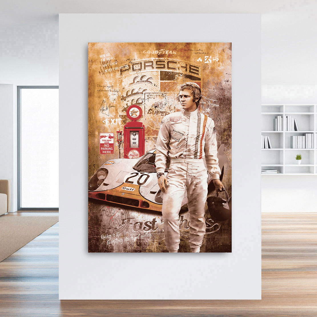 Leinwandbild Steve McQueen Porsche Pop Art Vintage