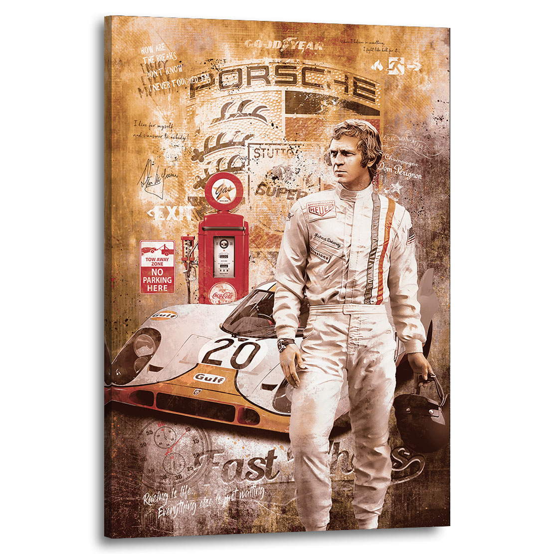 Leinwandbild Steve McQueen Porsche Pop Art Vintage