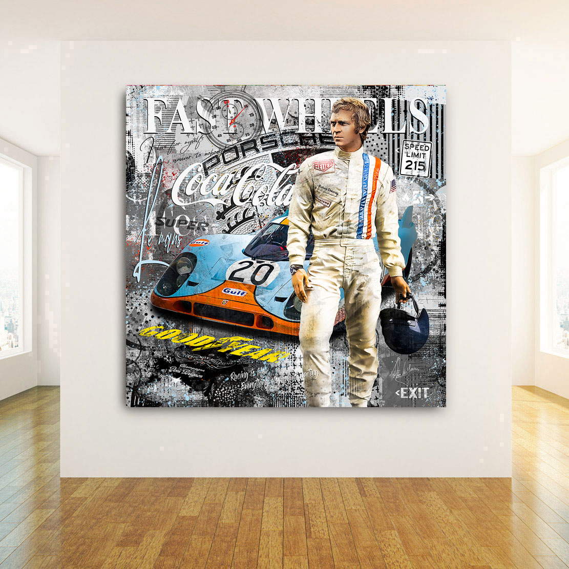 Auto Leinwandbild Steve McQueen Porsche Fast Wheels