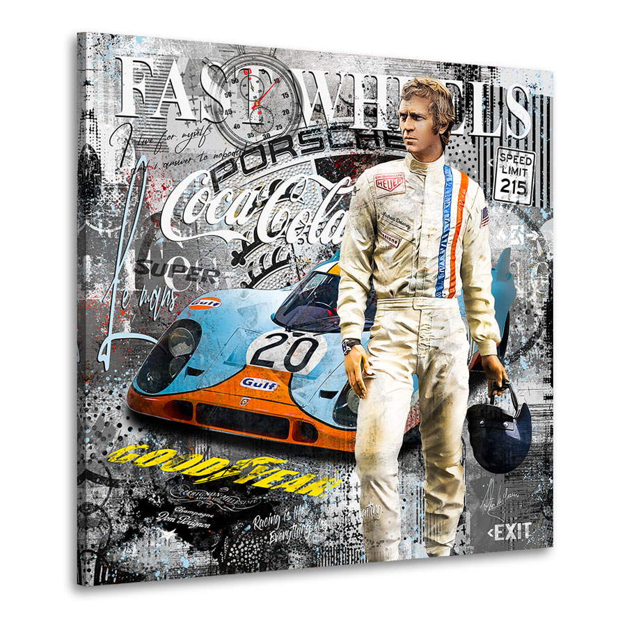 Auto Leinwandbild Steve McQueen Porsche Fast Wheels