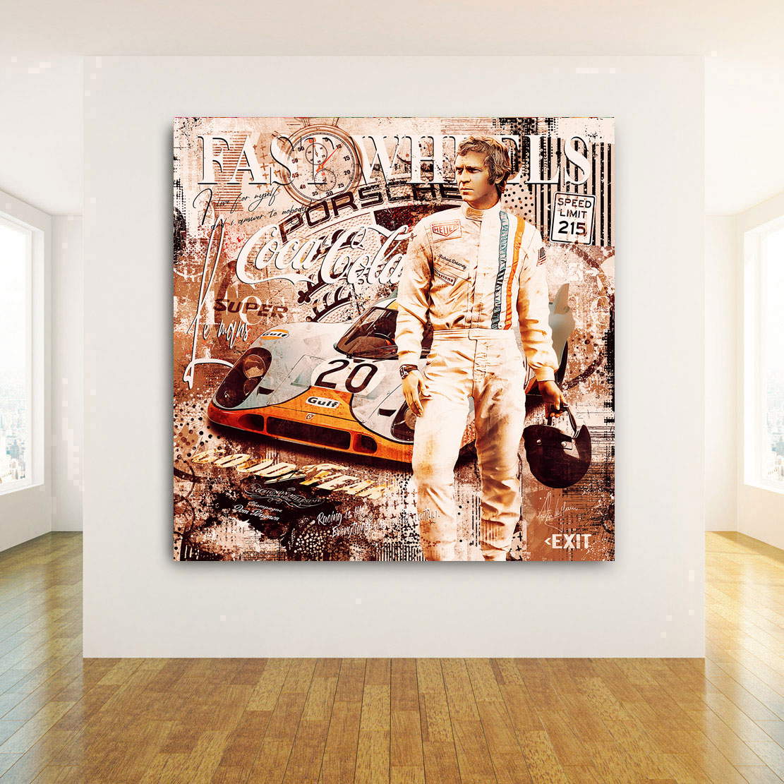 Auto Leinwandbild Steve McQueen Fast Wheels