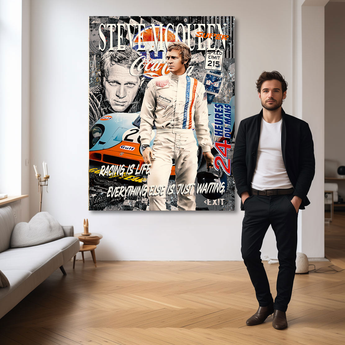 Pop Art Wandbild Steve McQueen Porsche 917 Style