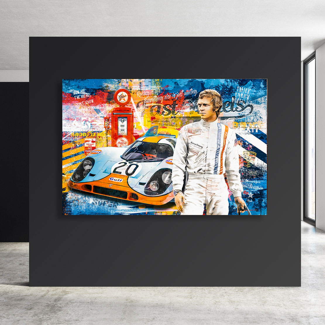 Leinwandbild Steve McQueen Fast Wheels Pop Art Retro