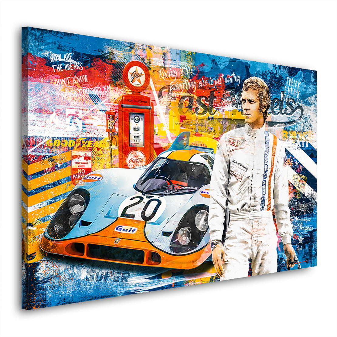 Leinwandbild Steve McQueen Fast Wheels Pop Art Retro