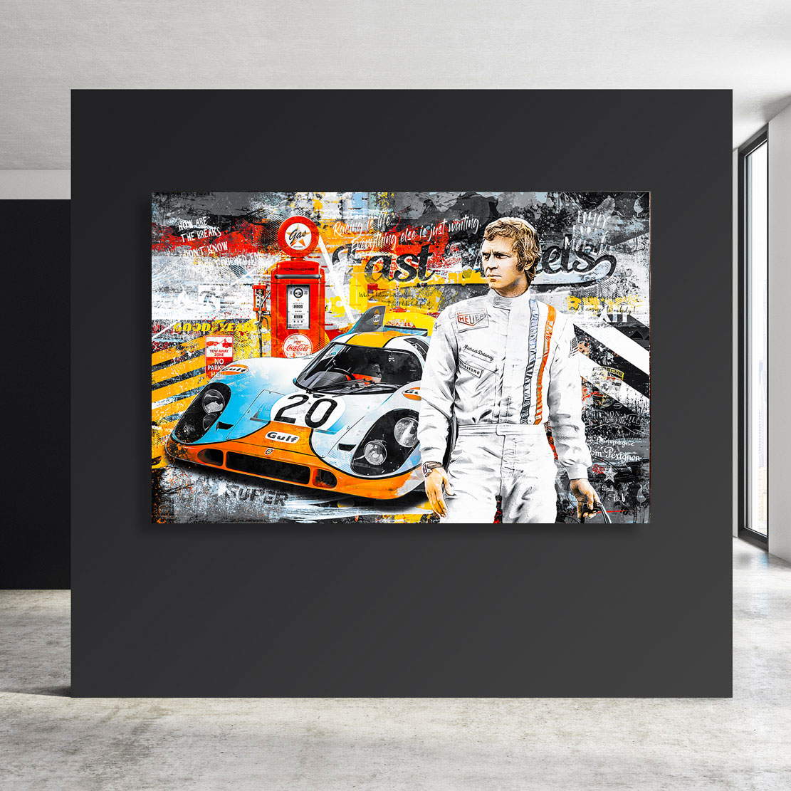 Leinwandbild Steve McQueen Pop Art Porsche