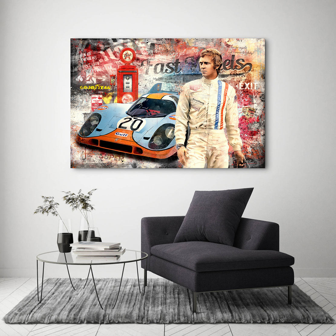 Leinwandbild Steve McQueen Fast Wheels Pop Art